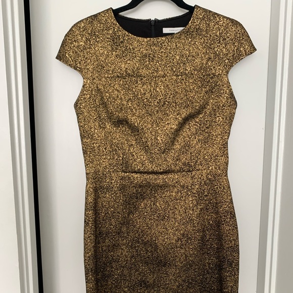 DVF Hadlie Two Gold/Black Mini Dress - Picture 2 of 8